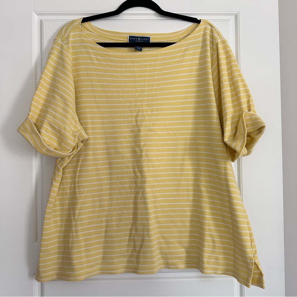 Karen Scott yellow striped top